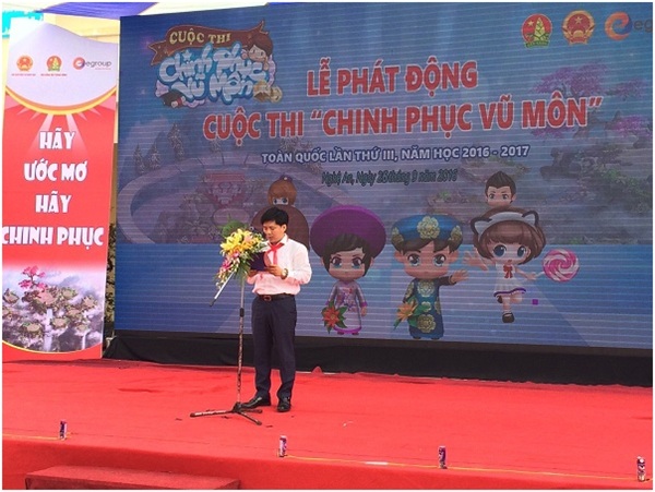 Lễ phát động Cuộc thi Chinh Phục Vũ Môn lần III: Thành công tốt đẹp - 4 Ông Nguyễn Ngọc Thủy– Chủ tịch Hội đồng Quản trị, Tổng giám đốc Tập đoàn Egroup phát biểu trong buổi lễ.