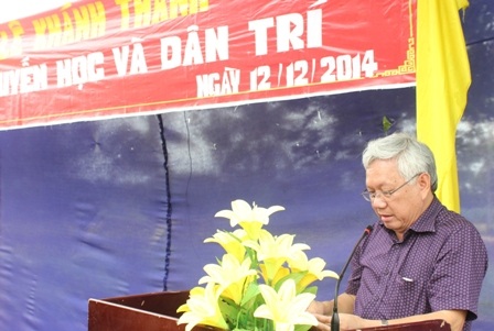 Ông Nguyễn Thế Quang- Chủ tịch HĐQL Quỹ Khuyến học Việt Nam phát biểu tại buổi lễ