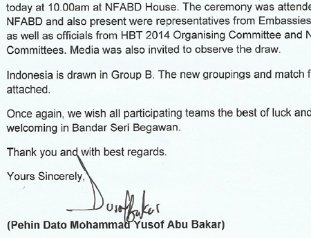 Thư xác nhận U19 Indonesia sẽ nằm chung bảng B với U19 Việt Nam