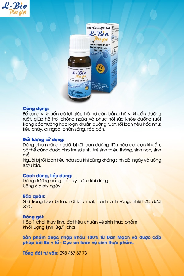 Lợi khuẩn Bifidobacterium giúp chấm dứt các rối loạn tiêu hóa - 2 L – Bio Plus – Men vi sinh nhỏ giọt nhập khẩu Đan Mạch, hỗ trợ sức khỏe đường ruột, dùng được cho trẻ nhỏ và trẻ sơ sinh Website: https://menvisinhnhogiot.com/ Facebook: https://www.facebook.com/menvisinhnhogiot/ Tổng đài tư vấn: 098 457 37 73 Sản phẩm không phải là thuốc và không có tác dụng thay thế thuốc chữa bệnh