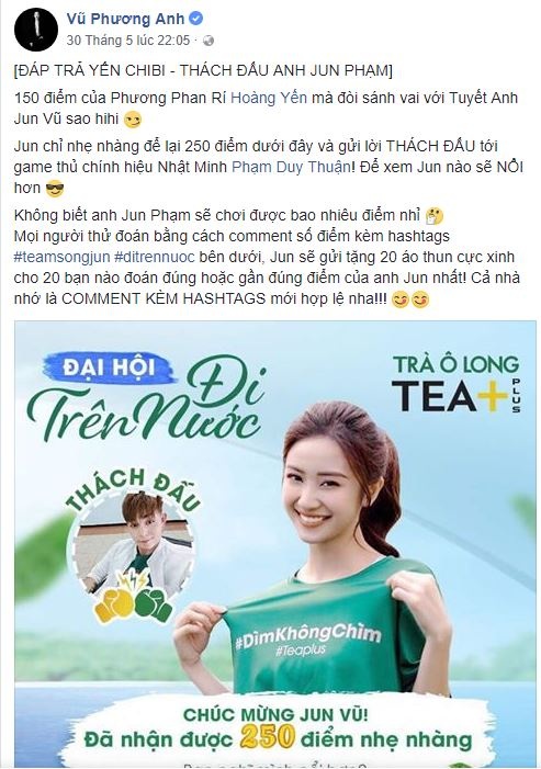 Giới trẻ thi nhau thử thách “nổi” hơn cả Sao Việt - 5 Jun Vũ đăng đàn thách thức Jun Phạm trong game mới