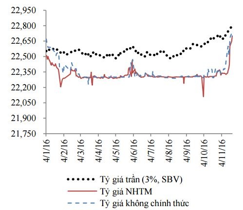 Diễn biến tỷ giá USD/VND (nguồn: HSC)