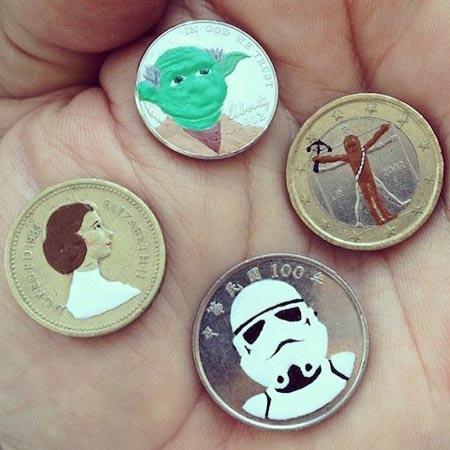 Kinh ngạc với những chân dung sinh động được vẽ trên đồng xu - 9 Các nhân vật trong loạt phim Star Wars