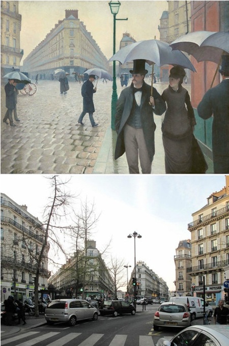 Ngắm danh thắng qua những bức tranh nổi tiếng - 15 Bức “Phố Paris, ngày
mưa” của Gustave Caillebotte.