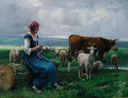 Bức “Cô gái mục đồng và đàn gia súc” - họa sĩ người Pháp Julien Dupre (1851-1910).