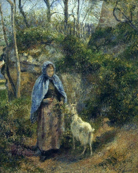 Bức “Cô bé và chú dê” - họa sĩ người Pháp Camille Pissarro (1830-1903).