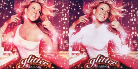 Những bìa đĩa “gợi cảm” ở... Trung Đông - 6 Bìa
album “Glitter” của Mariah Carey trước và sau chỉnh sửa.