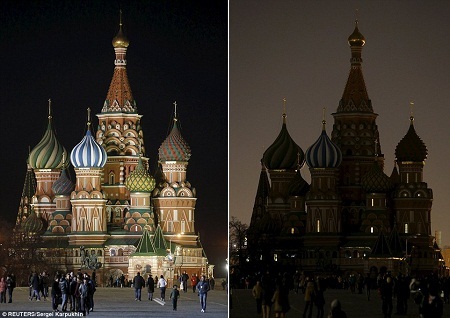 Hình ảnh thế giới “tắt đèn” vì tương lai xanh - 5 Nhà
thờ chính tòa Thánh Basil ở Moscow, Nga.