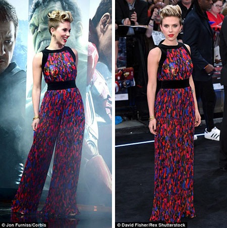 Scarlett
Johansson xuất hiện tại buổi công chiếu “Avengers: Age of Ultron” ở London,
Anh.