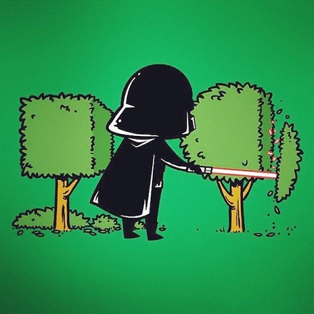 Darth Vader tận dụng năng lực của kiếm ánh sáng, trở thành thợ làm vườn.