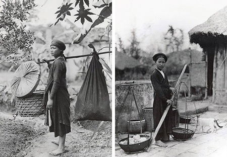 Hình ảnh Hà Nội giản dị những năm đầu thế kỷ 20 - 21 Những phụ nữ gánh gồng.