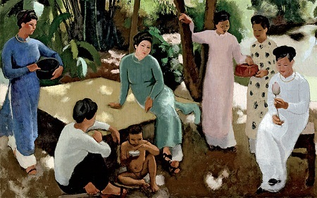 Họa sĩ Pháp đã vẽ Việt Nam như thế nào? - 3 Bức tranh sơn dầu “Janette,
Dominique và bà vú em” của Joseph Inguimberty.