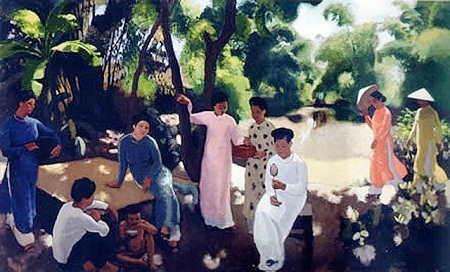 Họa sĩ Pháp đã vẽ Việt Nam như thế nào? - 5 Bức tranh sơn dầu “Janette,
Dominique và bà vú em” của Joseph Inguimberty.