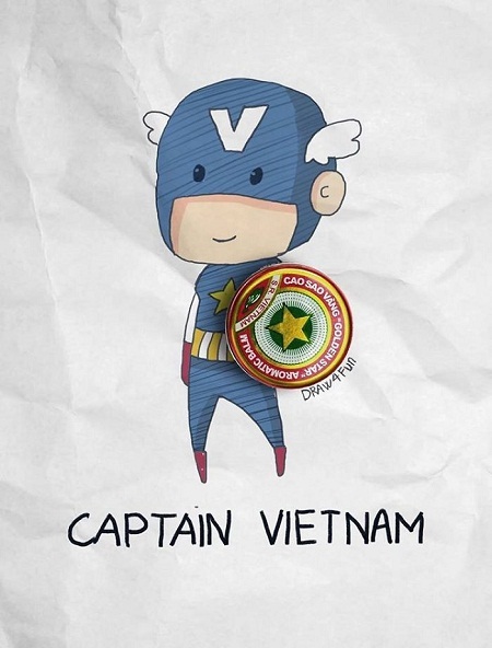 Báo chí nước ngoài khen sự sáng tạo từ quả vải, lọ dầu gió... của bạn trẻ Việt - 1 “Captain
Việt Nam” với tấm khiên là hộp dầu cao Sao Vàng.