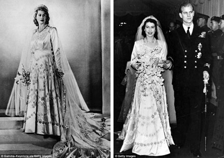 Những chiếc váy cưới xa hoa của Hoàng gia qua 100 năm - 6 Công
chúa Anh Elizabeth cử hành hôn lễ với Hoàng tử Phillip của Hy Lạp và Đan Mạch hồi
năm 1947.