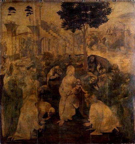 Tác phẩm thuở mới “tập vẽ” của các danh họa - 2 Danh họa người Ý
Leonardo da Vinci và bức “Sự tôn sùng của các vị đạo sĩ” (1481)