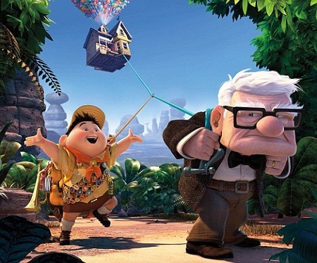 Ông cụ Carl và cậu bạn nhỏ Russell cùng đặt chân tới thác
Thiên đường.