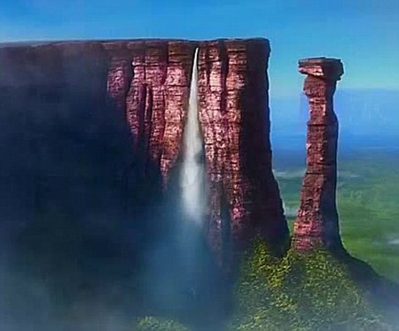 Ông cụ Carl và cậu bạn nhỏ Russell cùng đặt chân tới thác
Thiên đường.