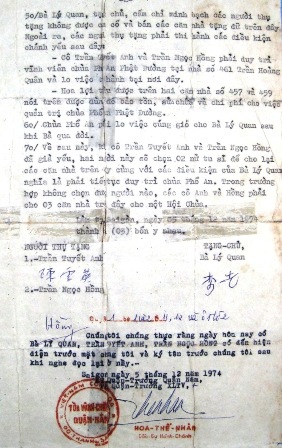 Tờ tặng giữ với điều kiện của 3 căn nhà cho bà Hồng
