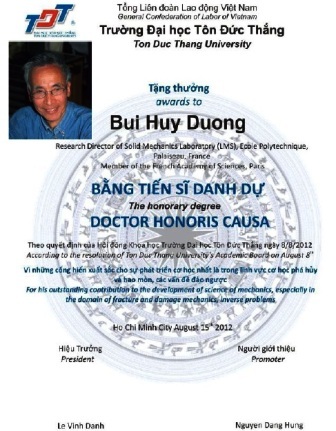 Chuyện chưa kể về người Việt duy nhất ở Viện Hàn lâm Khoa học Pháp - 2 Cố GS VS Bùi Huy Đường đươc trao bằng Tiến sĩ Danh dự ngay khi trở về Việt Nam dự hội nghị khoa học