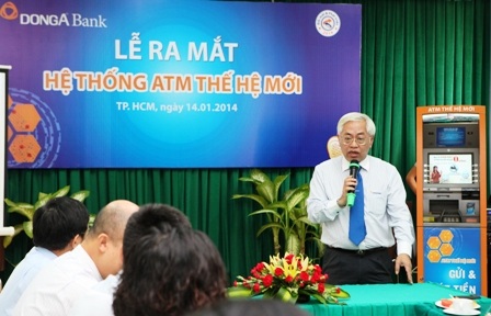 Ông Trần Phương Bình, Tổng Giám đốc DongA Bank phát biểu tại buổi ra mắt Hệ thống ATM thế hệ mới