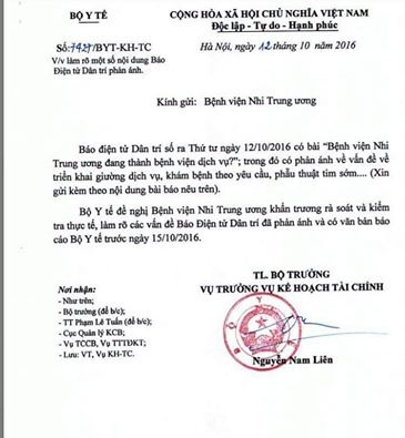 Bộ Y tế yêu cầu Bệnh viện Nhi giải trình giá dịch vụ cao nhất nước - 1 Bộ Y tế yêu cầu Bệnh viện Nhi giải trình giá dịch vụ cao nhất nước - 1