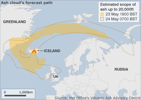 Tro bụi núi lửa Iceland hướng tới Anh, các hãng hàng không hủy chuyến - 2 Tro bụi núi lửa Iceland hướng tới Anh, các hãng hàng không hủy chuyến - 2