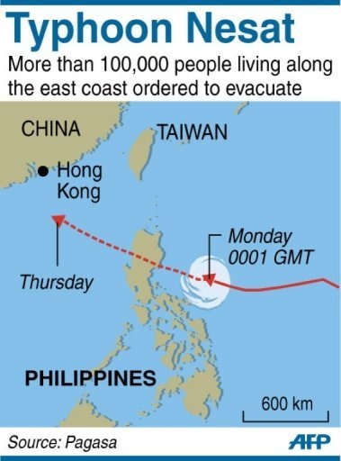 Bão Nesat tấn công Philippines, 100.000 người sơ tán - 2 Bão Nesat tấn công Philippines, 100.000 người sơ tán - 2