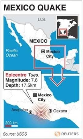 Động đất mạnh 7,4 độ richter rung chuyển Mexico