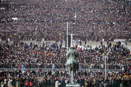 Biển người chen chân tại Quảng trường Quốc gia ở Washington D.C trước giờ phút ông Obama nhậm chức.