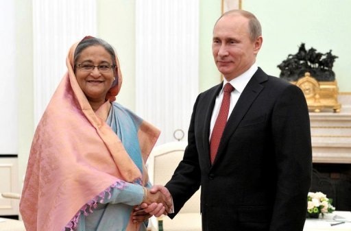 Nga cho Bangladesh vay 1 tỷ đô để mua vũ khí - 1 Tổng thống Vladimir Putin và Thủ tướng Bangladesh Sheikh Hasina tại Kremlin.