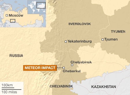 Đã tìm thấy các mảnh vỡ thiên thạch tại Nga - 4 Khu vực Chelyabinsk bị ảnh hưởng nặng nề nhất bởi vụ tấn công của thiên thạch.