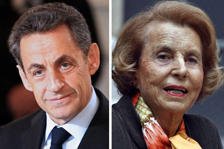 Ông Sarkozy và nữ tỷ phú Bettencourt.