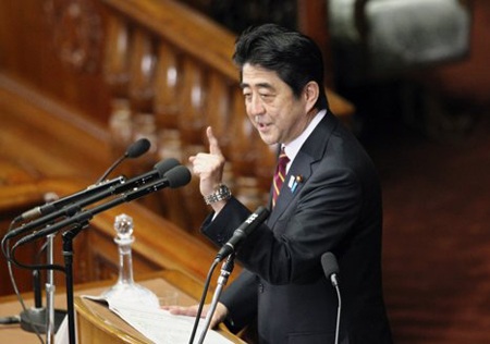 Trung Quốc cáo buộc Nhật nói dối vụ ngắm bắn radar - 2 Thủ tướng Abe trong bài phát biểu trước hạ viện hôm qua.