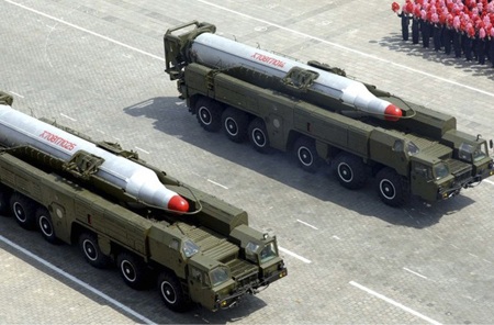 Các tên lửa của Triều Tiên trong một cuộc duyệt binh.