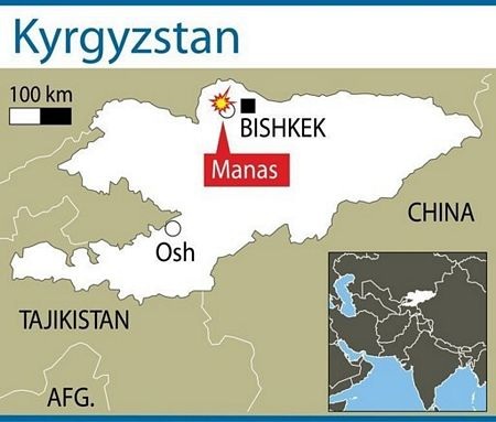 Máy bay tiếp liệu Mỹ phát nổ trên bầu trời Kyrgyzstan - 3 Chiếc máy bay gặp nạn cất cánh từ căn cứ Manas gần thủ đô Bishkek.