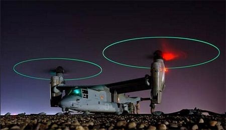 Trung Quốc sợ “hung thần chiếm đảo” MV-22 Osprey về tay Nhật - 1 MV-22 đang hạ cánh thẳng đứng với cánh quạt xoay lên kiểu trực thăng