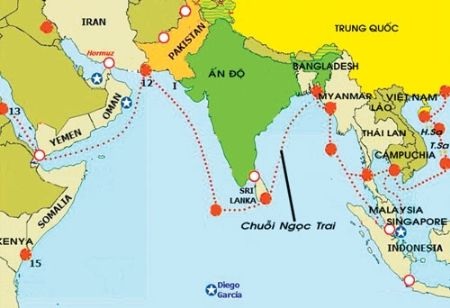 Ấn Độ "Đông tiến" đấu Trung Quốc - 2 Ấn Độ cảm thấy bị đe dọa nghiêm trọng bởi chiến lược 'chuỗi ngọc trai' của Trung Quốc bao vây.