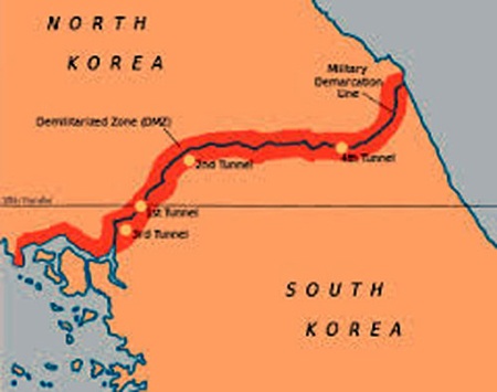 Chiến tranh Triều Tiên – 60 năm nhìn lại (2) - 1 Đường ranh giới và khu phi quân sự theo Hiệp định đình chiến Triều Tiên.