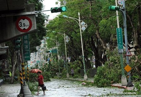 Bão Soulik càn quét miền đông Trung Quốc, 3 người chết - 4 Cây cối bị gãy đổ do bão Soulik tại Đài Bắc, Đài Loan.
