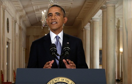 Tổng thống Obama ngừng kế hoạch tấn công Syria - 1 Tổng thống Mỹ Barack Obama phát biểu tại Nhà Trắng ngày 10/9.