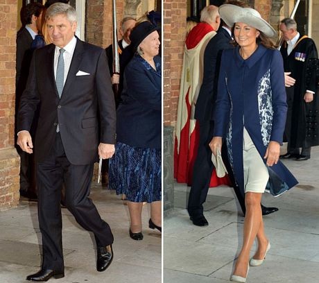 Cha mẹ của Công nương Catherine - ông bà Carole và Michael Middleton - tới tham dự buổi lễ.