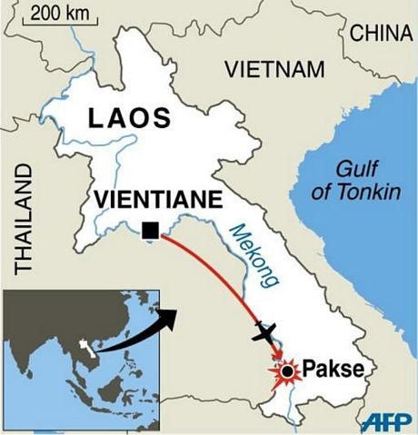 Vụ tai nạn máy bay chở 49 người tại Lào: Mới tìm thấy 8 thi thể - 4 Lộ trình của chiếc máy bay gặp nạn.