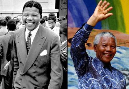 Cuộc phỏng vấn đầu tiên của Nelson Mandela - 1 Nelson Mandela thời trẻ và khi về già.
