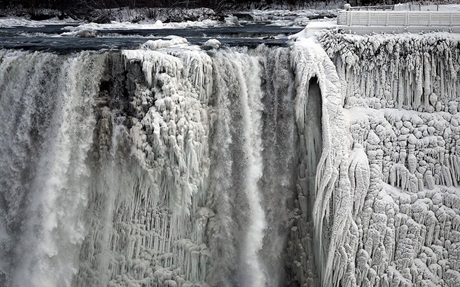 Một phần thác Niagara bị đóng băng.