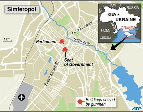 Ukraine: Nhóm vũ trang đột kích sân bay bán đảo Crimea - 2 Sơ đồ các địa điểm quan trọng tại Crimea.