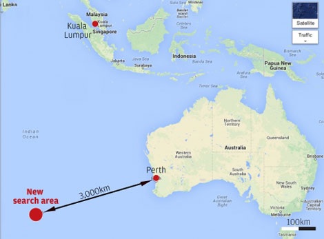 Úc hiện phụ trách khu vực tìm kiếm máy bay mất tích ở nam Ấn Độ Dương. 