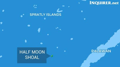 Philippines bắt giữ tàu cá Trung Quốc ở Biển Đông - 2 Bãi Bán Nguyệt (Half Moon Shoal), nơi tàu cá Trung Quốc bị giới Philippines bắt giữ (Ảnh: