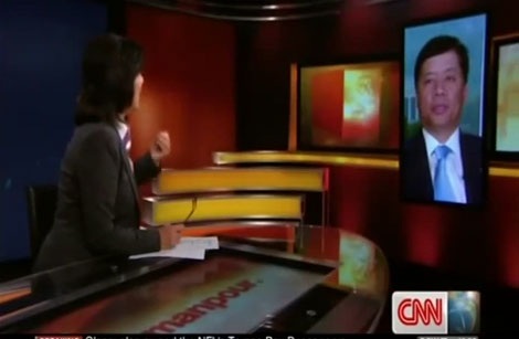 Đại sứ Nguyễn Quốc Cường trong cuộc phỏng vấn với đài CNN.