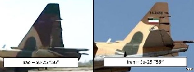 "Iran triển khai máy bay tấn công trợ giúp Iraq" - 1 IISS cho biết số seri trên các máy bay do Iraq công bố trùng khớp với các số seri của máy bay Iran.